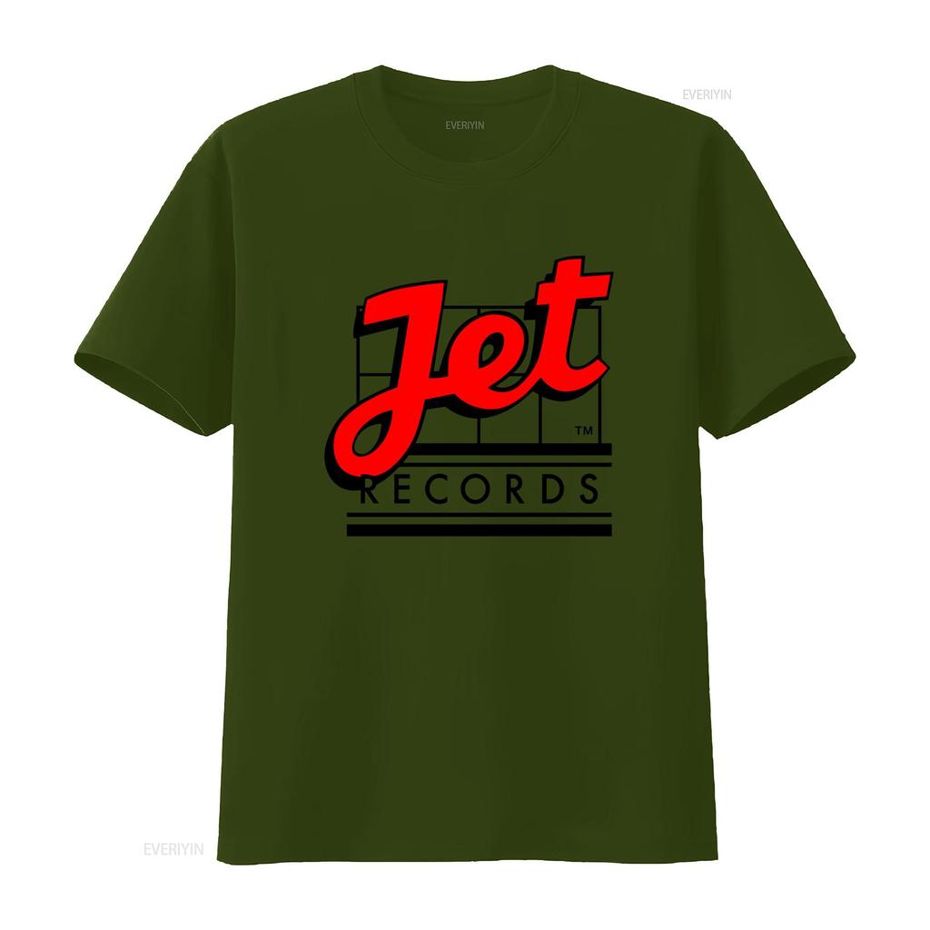 Jet Records Logo T-shirt 100% voorgekrompen Katoen Retro Failliet Platenlabel Ontwerp vintage Gewassen Comfortabel Rekbaar homme