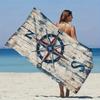 1 Stück Extra Großes Strandtuch, Familienpackung, Strandtuch mit Vintage Blau Kompass-Print, Wesentliches Reise-Geschenk für den Urlaub, Leicht