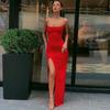 Summer Split Slim Fit Backless Black Sexy Dress Women Sleeveless Strapless Elegant Party Dresses Women Vintage Fashion Club Evening Red Dress 25771
