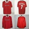Muž L retro dres 9900 Liga mistrů Beckham Solskjaer Scholes dlouhý krátký rukáv fotbalový dres