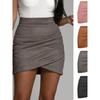 Solid Color Pleated Hip Hugging Skirt Women's Pure Color Ruffle Hip Skirt