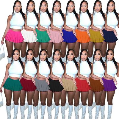 AD1347 Women's Summer Sexy Mini Pleated Skirt - Solid Color, 2023 Hot Fashion