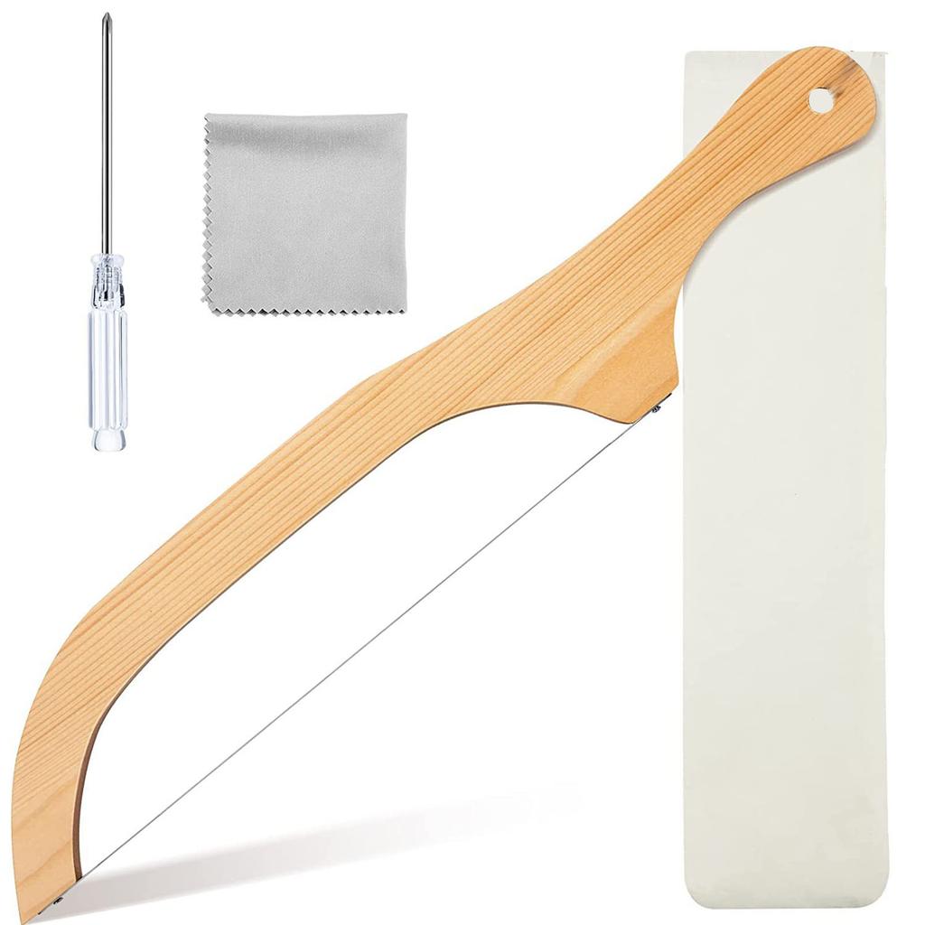 Holz Brotmesser Säge 40cm zum Baguette Schneiden mit Wellenschliff Klinge Ergonomischer Griff für Küche Obst- und Gurkenschneiden