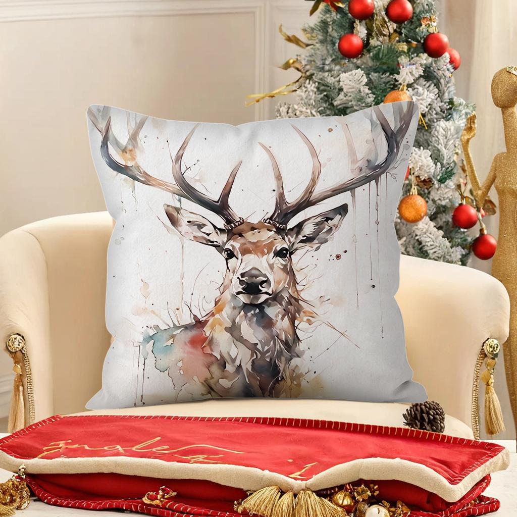 1 Stück Weihnachts-Überwurf-Kissenbezug, bunte Milu-Hirsch-Dekoration Zuhause Sofa Auto Kissenbezug, zur Dekoration von Wohnzimmern