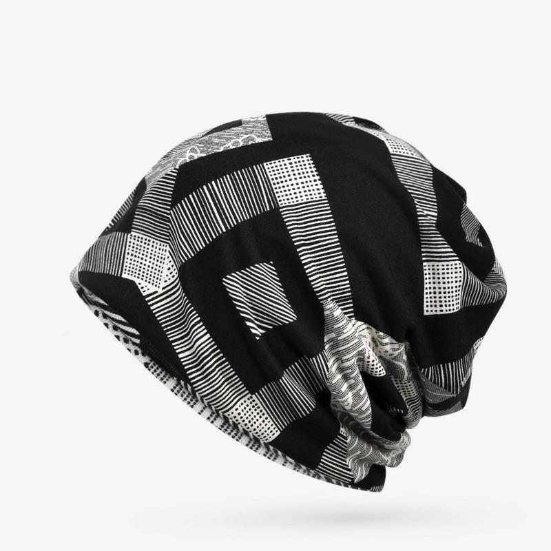 

COKK New Spring Summer Men Women s Slouchy Beanie Geometric Pattern Hat Knitted Cap Female Male Turban Hat Gorros Bone