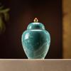 Chinese Ceramic Tea Canister Green Flower Candy Canister Delicate Multifunctional Coffee Bean Food Storage Jar Moisture-proof