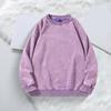 Unisex Spring Fall Top Distressed Design Cotton O Neck Solid Color with Elastic Cuffs And Hem Loose Pullover Lady Men Sweatshirt for Vacation Work And