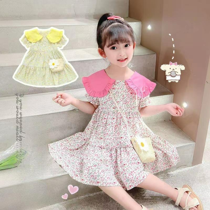 Girls  Summer Western Style Dress, Baby Floral Dress, Summer Dress, 3-year-old Girl, Princess Dress 90