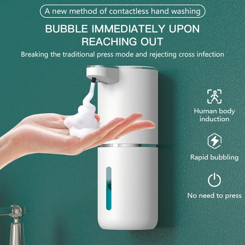USB Rechargeable Electric 4 Level Adjustable Foam Soap DispenserAutomatic Soap Dispenser Touchless Foaming Soap Dispenser 400ml
