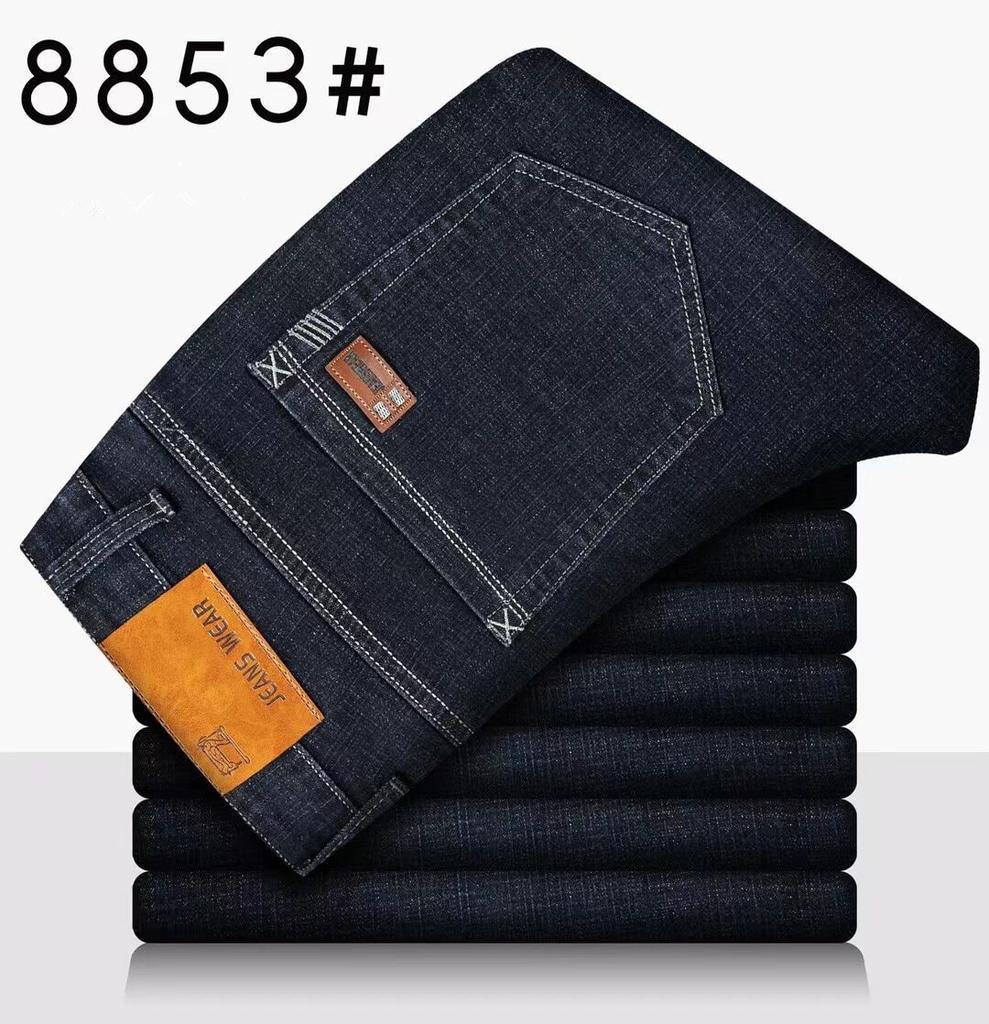 Padded and Thickened Jeans Men's Autumn and Winter Section of the New Loose Straight with Velvet Warm Men's Winter Trousers