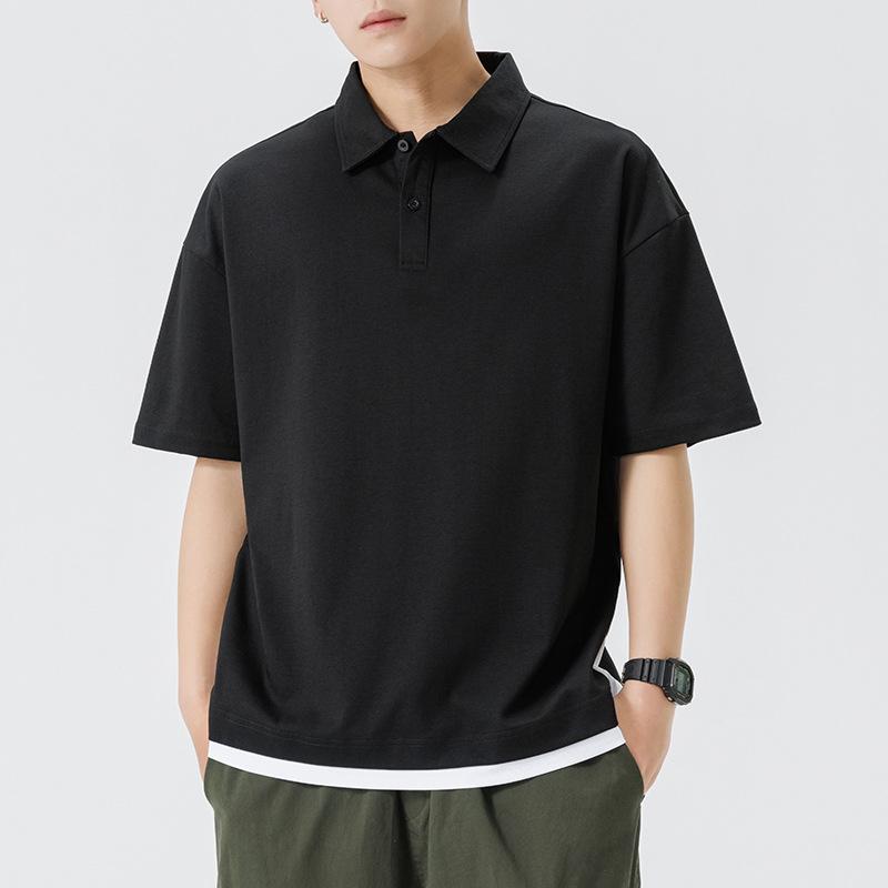 Men's Short-sleeved POLO Shirt Summer Heavy T-shirt Men's Lapel Thin Short T-top