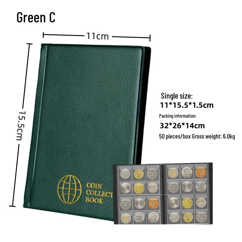 240 Cep Alanlı Büyük Antika Madeni Para Saklama Albümü - Hatıra Madeni Para Koleksiyoncusu Ciltli Dosyası