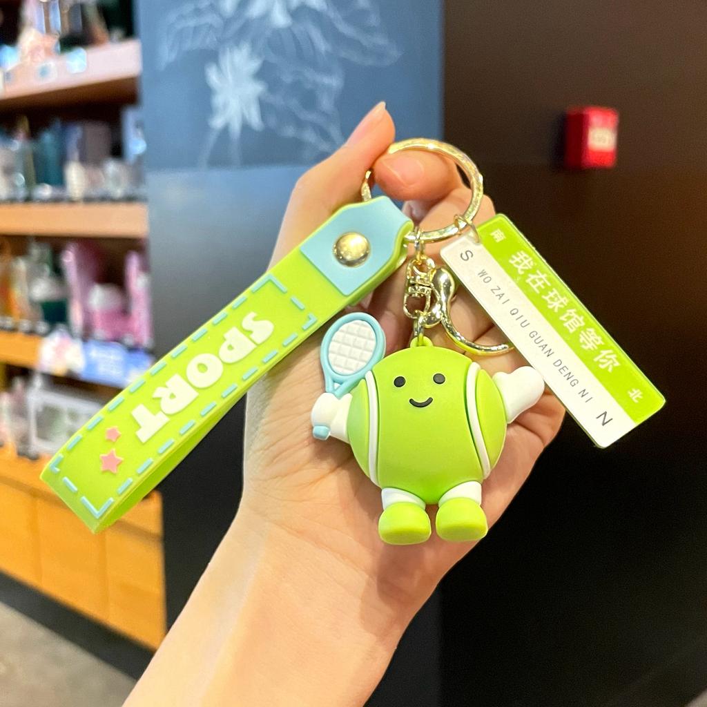 Original Badminton Figurine Keychain Fashionable Fun Cartoon Tennis Pendant Small Gift Football-related Souvenir