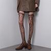 Women Patterned Fishnet Thigh High Stockings Suspender Pantyhose Garter Belt Tights Sheer Mesh Tights Pantyhose Hosiery