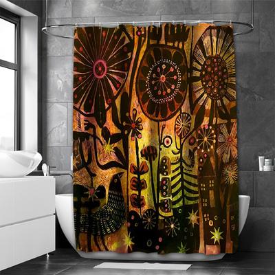 Tropical Folk Wind Bathing Curtain  Bathroom Shower Curtain Waterproof With 12 Hooks Home Deco Free Ship