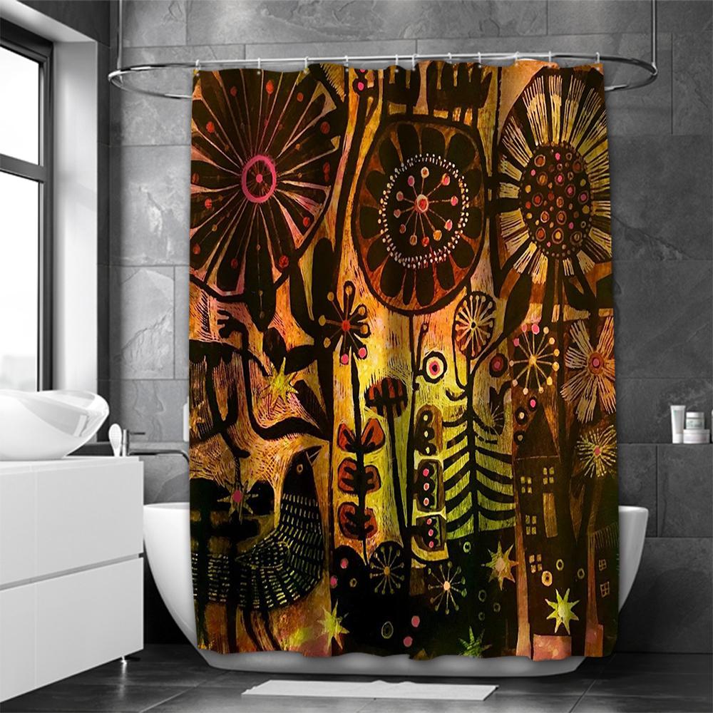 Tropical Folk Wind Bathing Curtain Bathroom Shower Curtain Waterproof With 12 Hooks Home Deco Free Ship