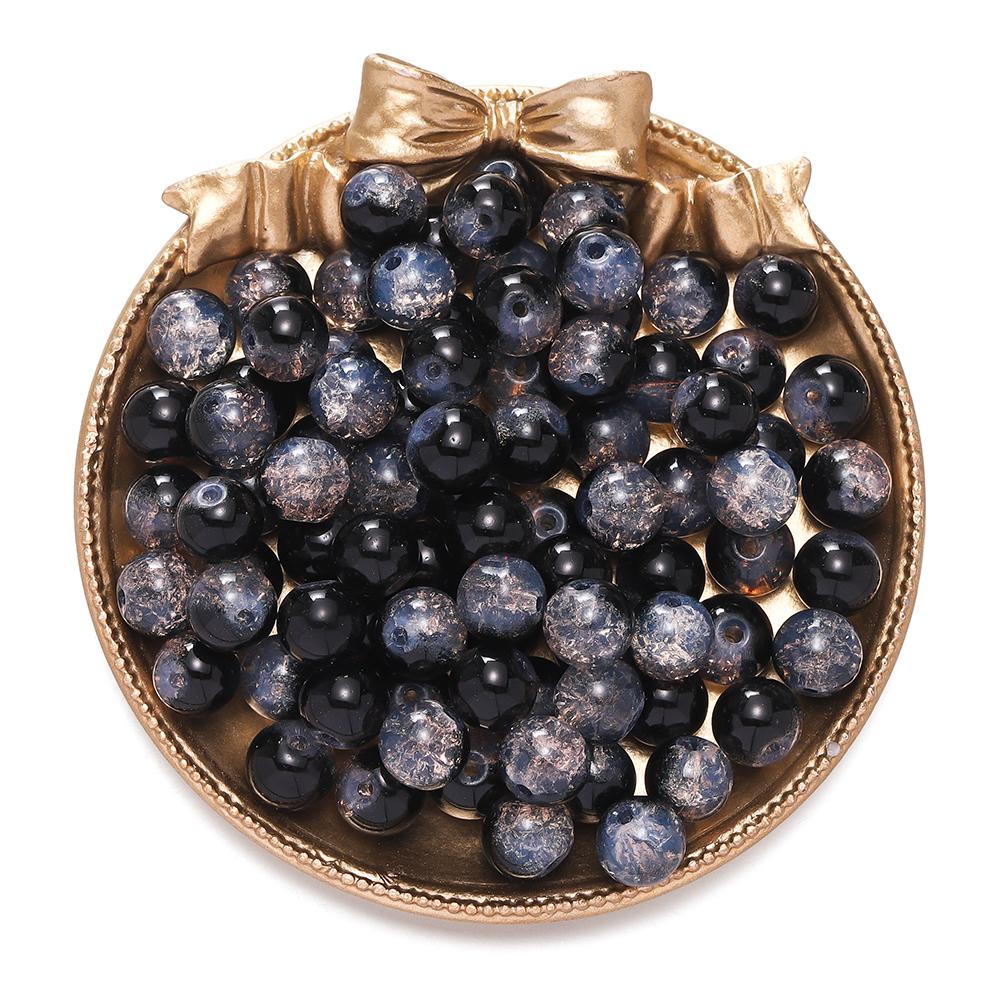 20/50 pièces 10mm Perles de Verre Craquelé Bicolores Espaceur Perle Libre pour Fabrication de Bracelets Colliers Bijoux DIY Accessoires Fournitures