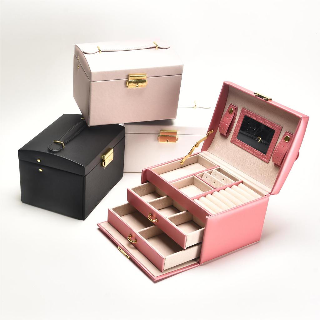 Elegant Three-Layer Jewelry Box: High-Capacity Storage for Necklaces, Earrings, and Rings