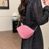 The Vintage Seashell Shape Handwoven Straw Shoulder Bag Summer Beach Handmade Chain Hollow Out Crossbody Bag AVE