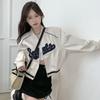 Chaquetas de béisbol Y2K para mujer, abrigo bombardero holgado de gran tamaño con estampado de letras, chaqueta cortavientos coreana para mujer