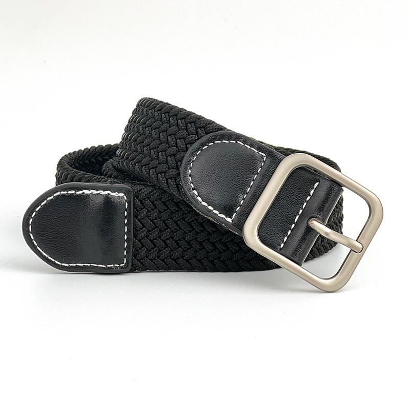 Weave Casual Elastic Waistband With No Drilling Design For Office Fashion