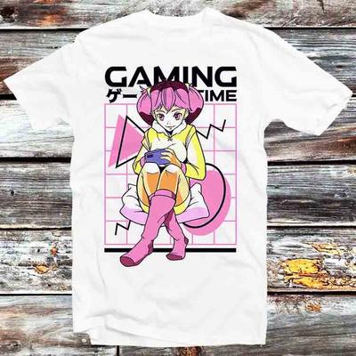 Anime Gamer Girl Online Gaming Time Manga Nerd T Shirt B968