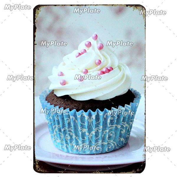 Cake Metal Sign Plaque Metal Vintage Food Tin Sign Wall Decor for Kitchen Cafe Diner Bar Cupcake Metal Signs