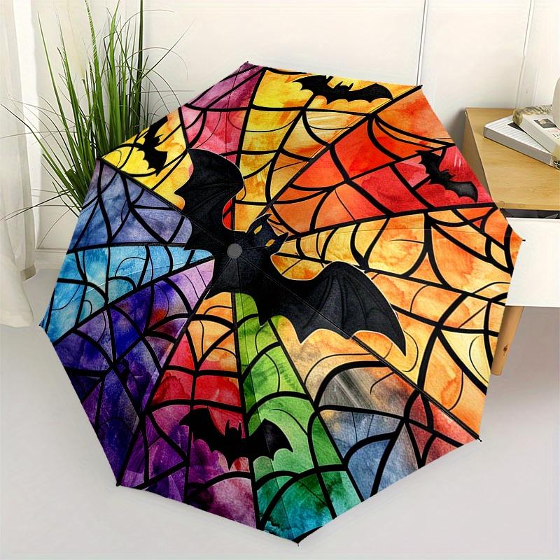 

Halloween Bat Stained Cute Window Cling Decoration - Colorful Spiderweb & Bats Window Decals for Home, Party, Haunted House De Iron&8K