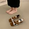 French Bow Wedge Heel Sandals Women's Summer Wear New Small Fragrant Style Square Head Open Toe Sandals with Roman