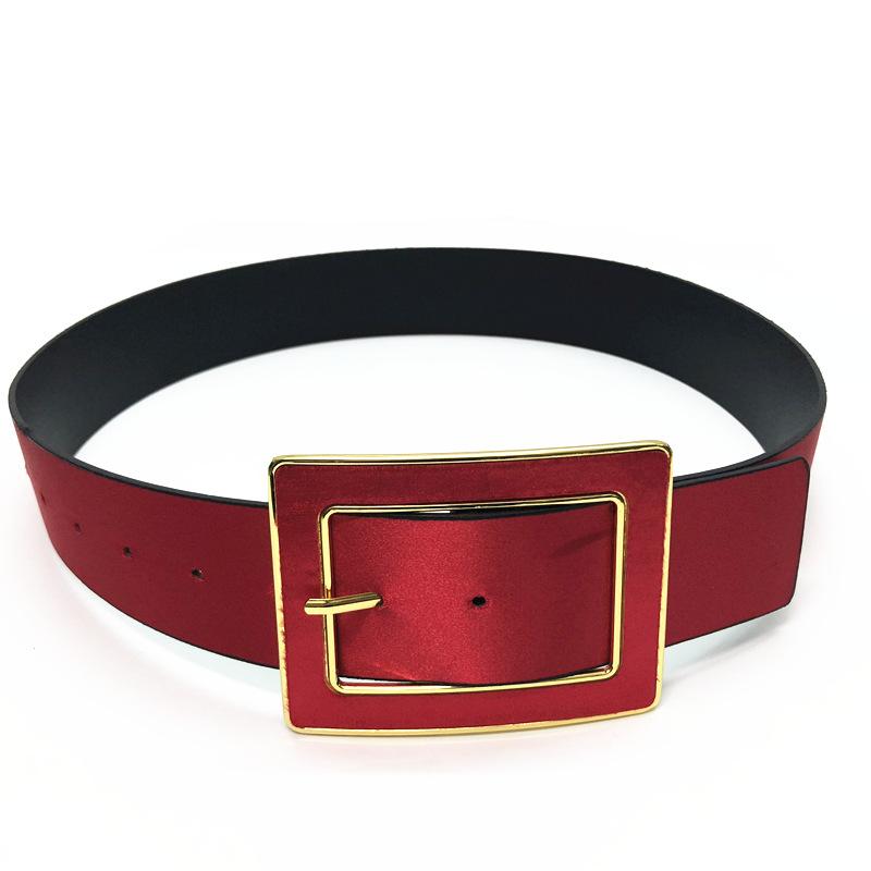 

Silk ribbon pu leather waist belt korean style women s accessories extended wide bow belt красный