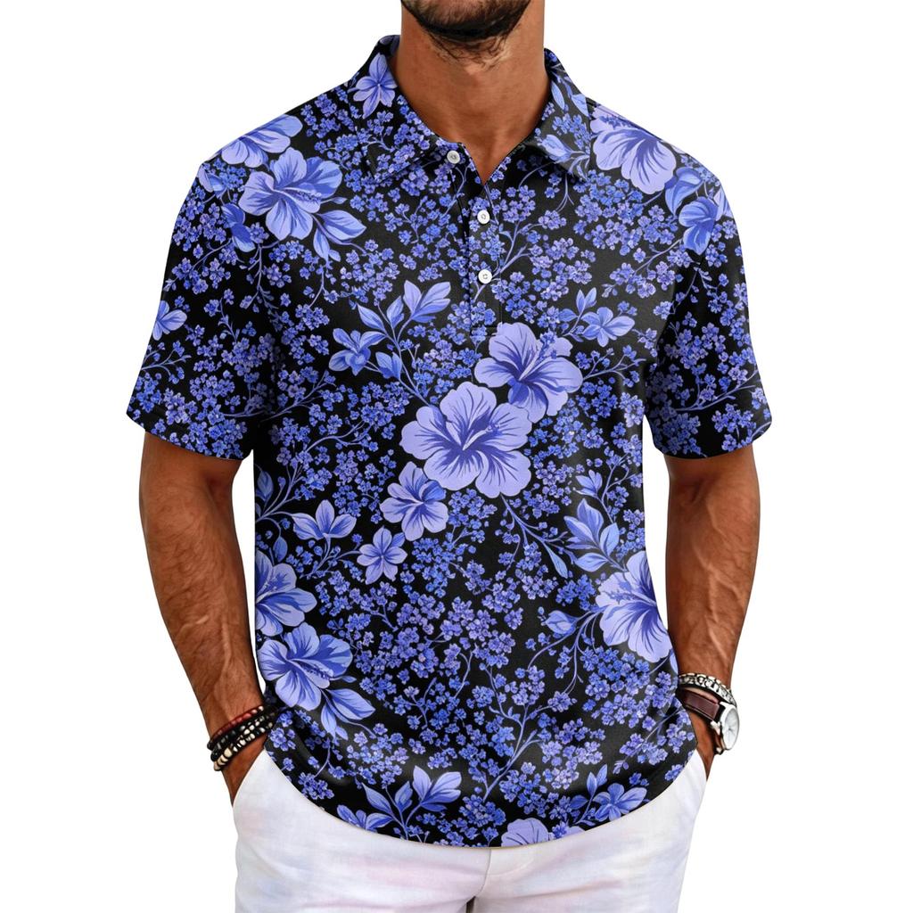 Men's Hawaiian Print Shirt Loose Fit Casual Short Sleeve for Everyday Wear