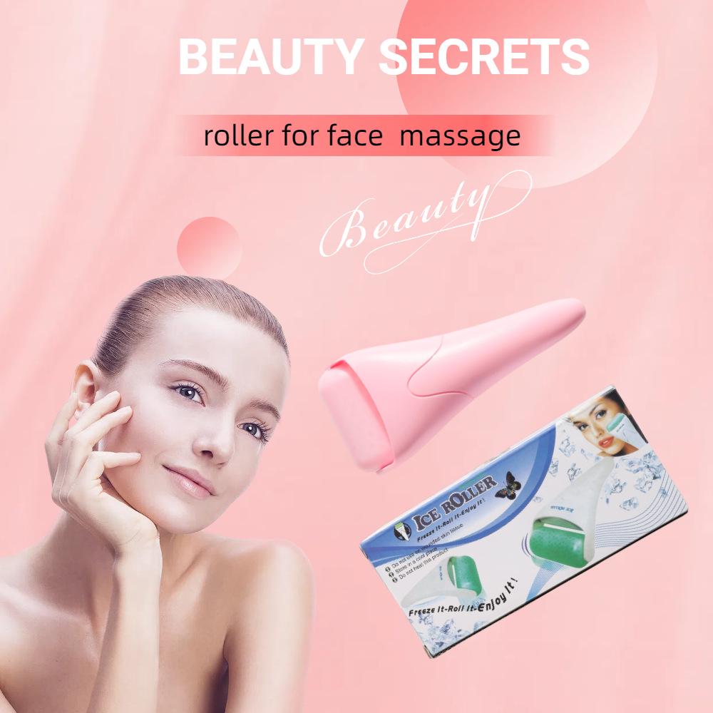 Pink Silent Ice Facial Massage Roller - Cold Compress and Lifting Tool