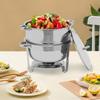 14.2 Qt Circular Stainless Steel Dining Stove,Food Insulated Pot, Elegant Silver Serving Plate for Hotel Buffet or Family Dinner