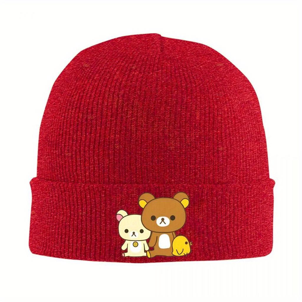 Rilakkuma Bears Knit Hat Beanie Autumn Winter Hat Warm Casual Kawaii Bears Cute Animals Cap for Unisex Women