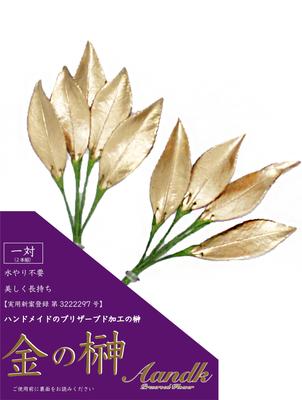 A&K Golden Sakaki Miniature [Fresh Leaves] Sakaki (Made with Japanese Camellia Sasanqua Leaves) "Brings Good Fortune, Good Luck, and Increased