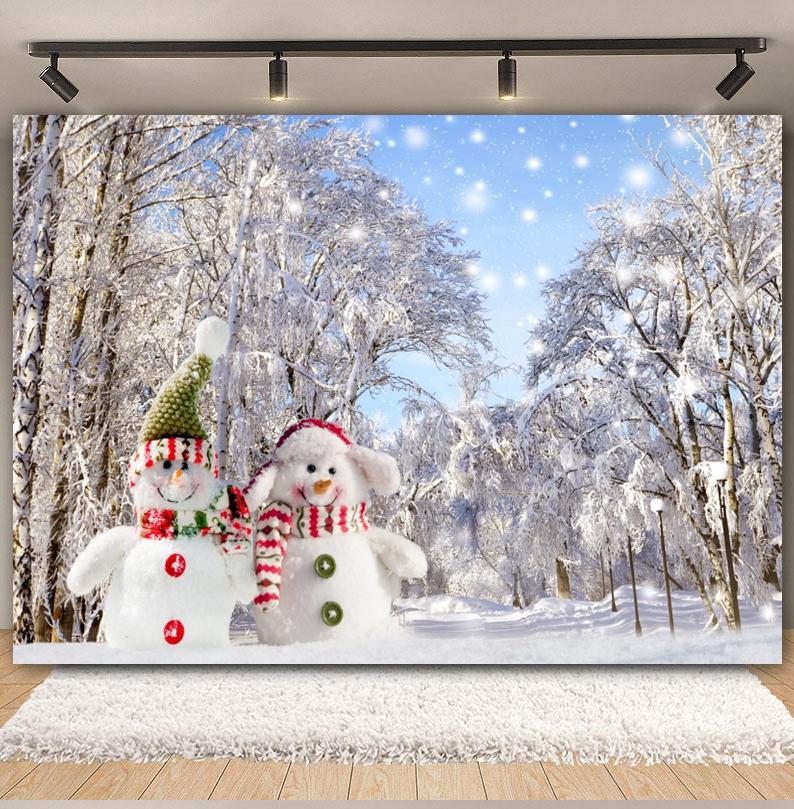 Winter Forest Scene Backdrop for Photography Snow Snowflake Xmas Tree Natural Landscape Christmas Baby Portrait Photo Background