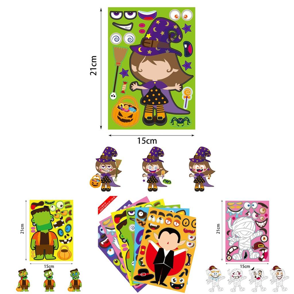 Fun Xh061 Cartoon Pumpkin Stickers For Kids Creative Halloween Decoration Set