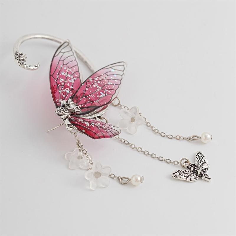 Elegant Butterfly Dangle Earrings for Women Unique Alloy Resin Pearls Fashion Jewelry for Daily and Travel