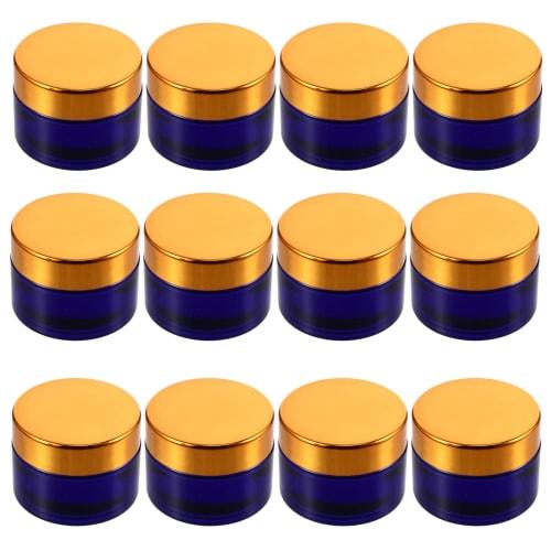 Lurrose Glass Cream Containers, 30g, Set of 12, Blue, 4x4x5cm