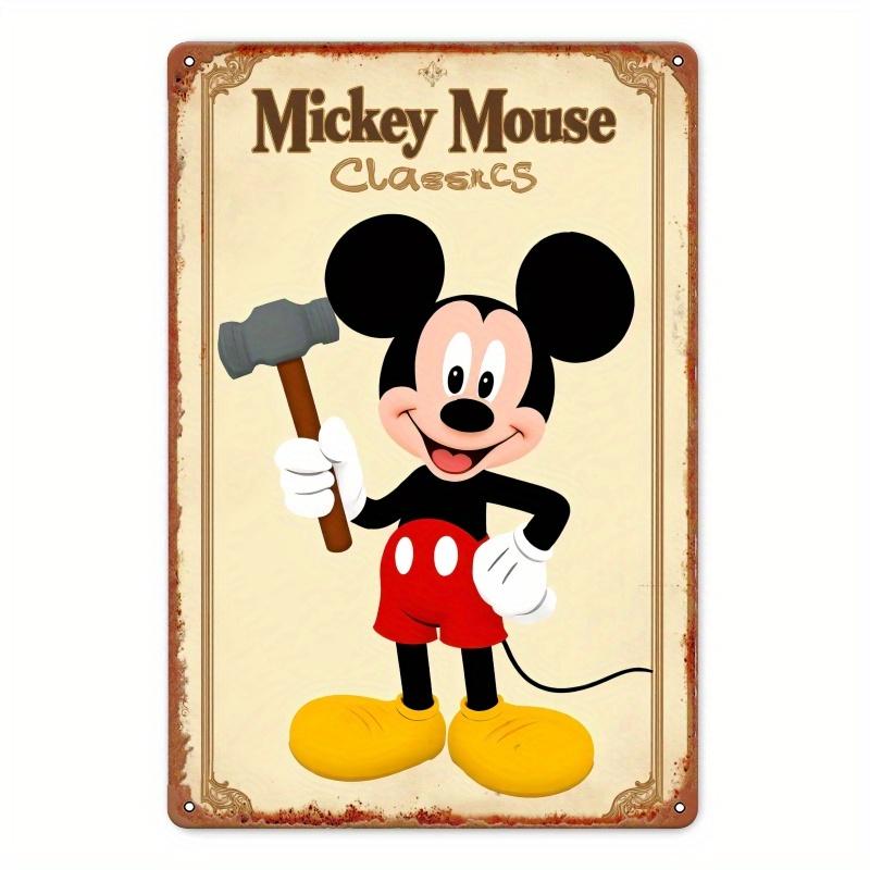 Vintage Mickey Mouse with Hammer Tin Sign - 5.08x20.32 Cm Wall Art for Home Studio, Living Room & Game Room | Classic Cartoon De