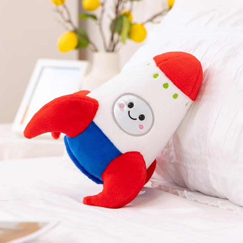Simulation Spaceship Rocket Doll Plush Toy 18/27 Cm Handmade Cartoon Anime Cute Pillow Cushion Children's Birthday Decoration