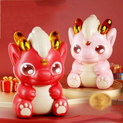 Mignon Zodiaque Chinois Dragon Tirelire Dragon Année du Dragon Tirelire en Plastique Décoration de Bureau Tirelire pour Économiser de l'Argent