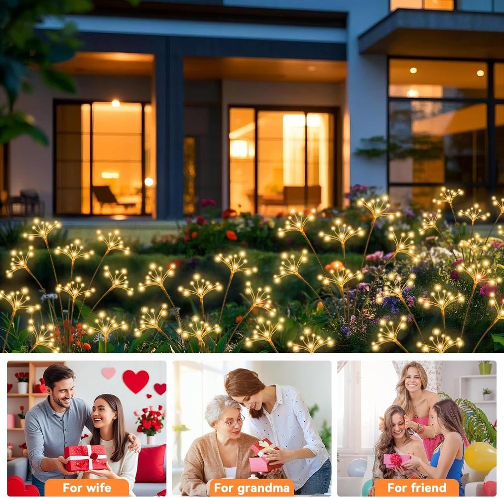 1-4pack Solar Garden Lights Waterproof Solar Swaying Starburst Light Outdoor Lights for Yard Patio Wedding Christmas Decoration