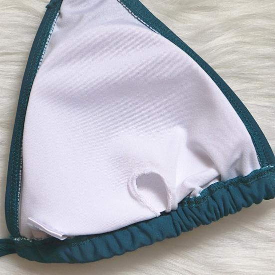 2Pcs/Set Split Bikini Rhinestones Metal Chain Sexy Adjustable Pure Color Swimwear for Swimming