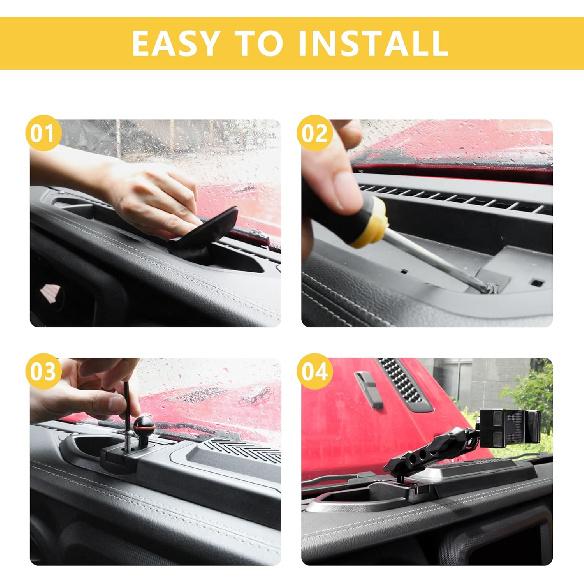 JL Phone Mount Storage Box with Cover, Dash Cell Phone Mount Dashboard Phone Holder with Tray for 2018- Jeep Wrangler JL -2024 Jeep Gladiator JT