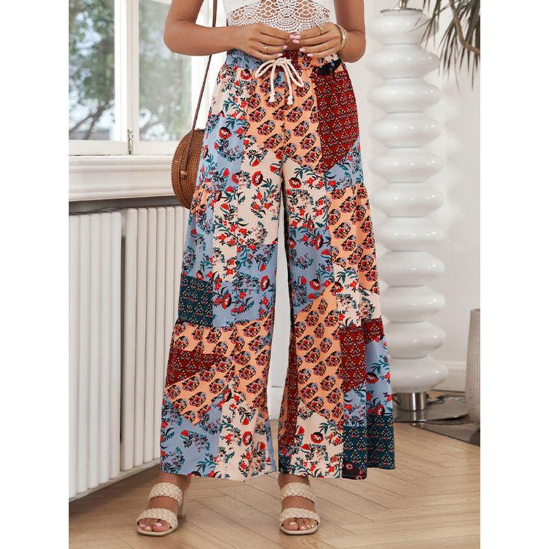 Fashion Bohemia Style Personalized Casual Pants Female 2024 Summer New Arrival Personality Slimming Printed High Waist Loose Pants