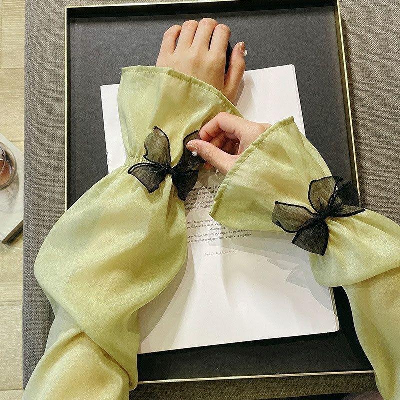 Sunscreen Bow Tie Arm Sleeves Women Ice Silk Plus Size Arm Protection Uv Protection Gloves Arm Sleeves Quick Dry Arm Warmer