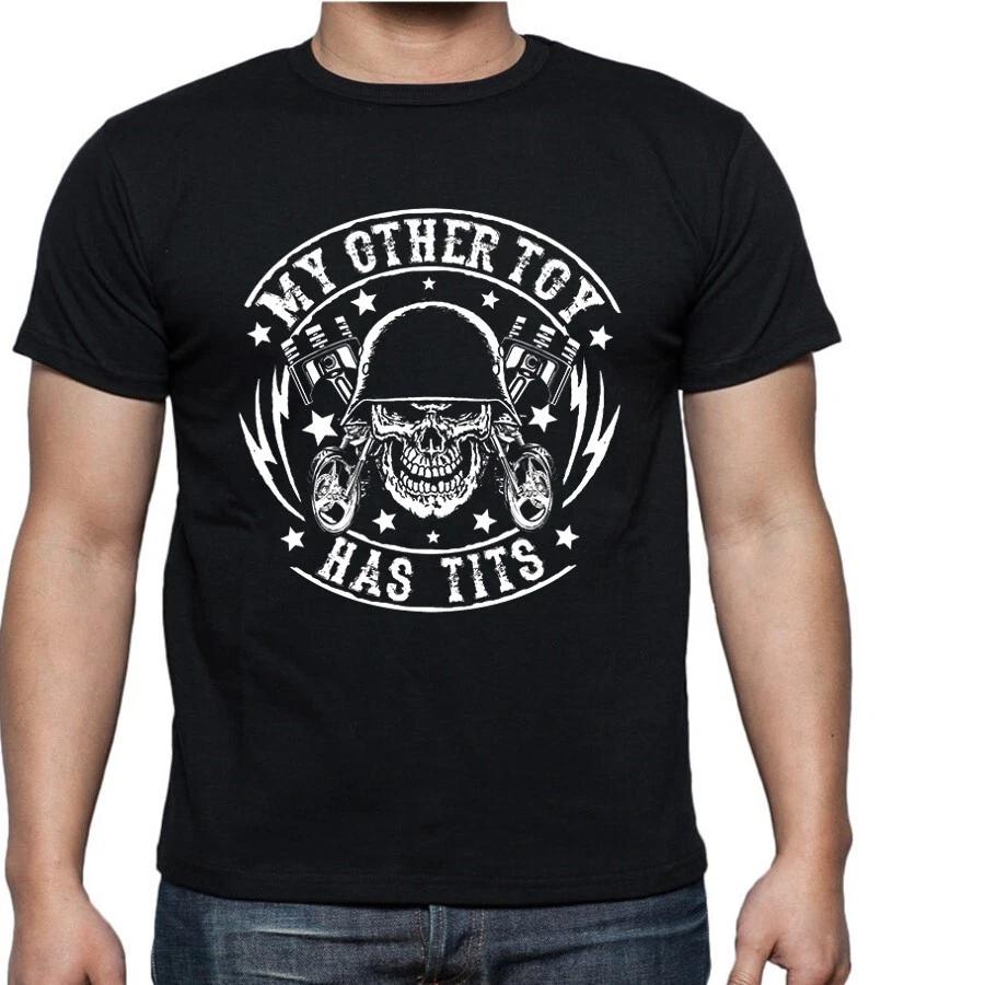 My other Toy has Tits Motorcycle Biker Tee Black Adult T shirt 4XL