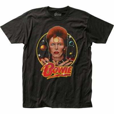 David Bowie Space Oddity T-shirt Heren Licentie Rock N Roll Band Muziek Tee Zwart