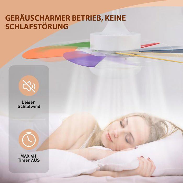 NETTLIFE Ventilateur avec éclairage - diamètre 75 cm, 6 pales, avec éclairage et télécommande, silencieux, intensité réglable
